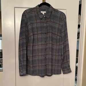 Charter Club Women's Navy and White Plaid Blouse